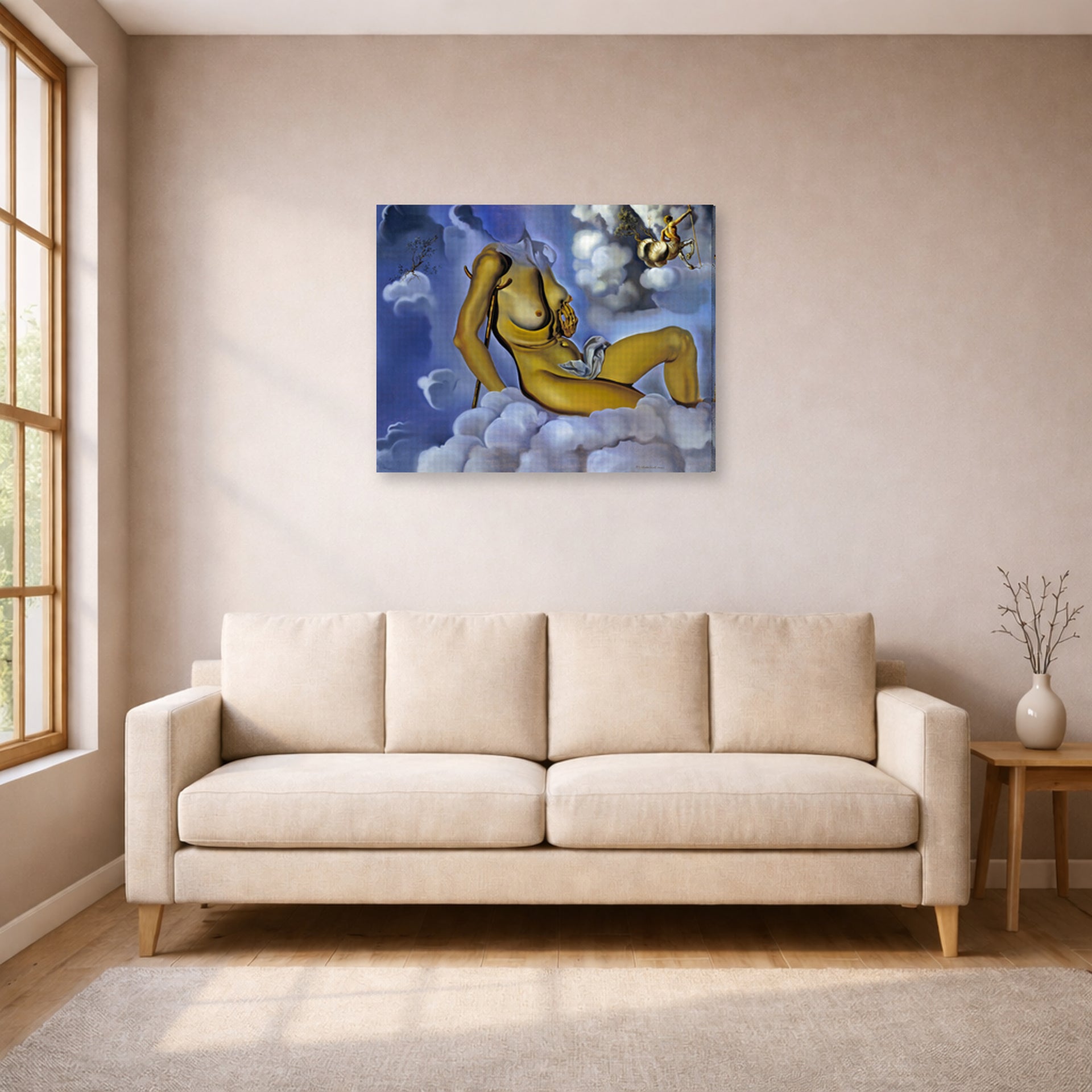 Gallery-wrapped canvas print of Salvador Dali's Honey is Sweeter then Blood displayed on a wall in a living room
