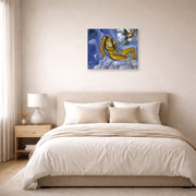 Unframed poster print of Salvador Dali's Honey is Sweeter then Blood displayed on a wall in a bedroom