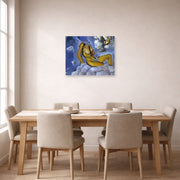 Unframed poster print of Salvador Dali's Honey is Sweeter then Blood displayed on a wall in a dining room