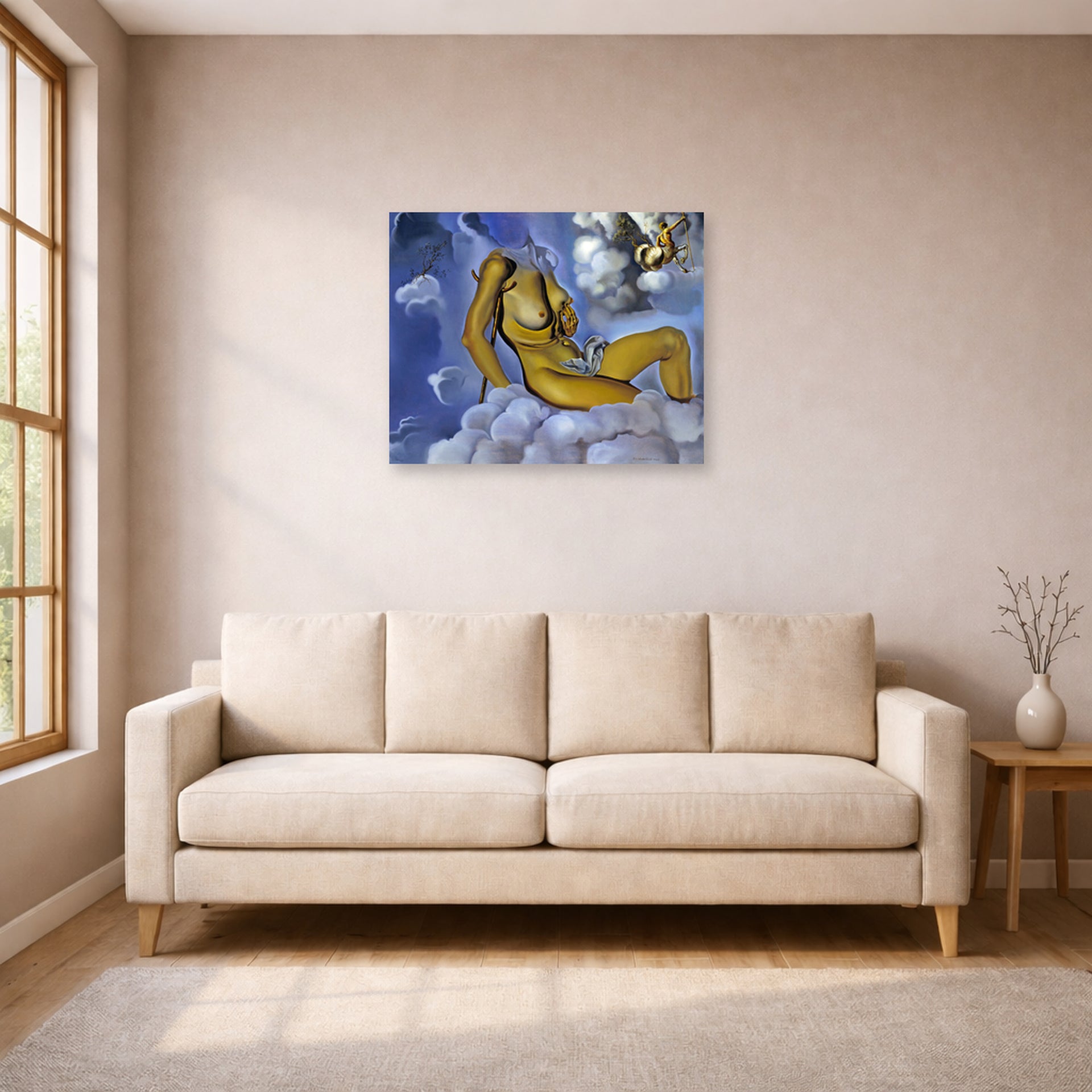 Unframed poster print of Salvador Dali's Honey is Sweeter then Blood displayed on a wall in a living room