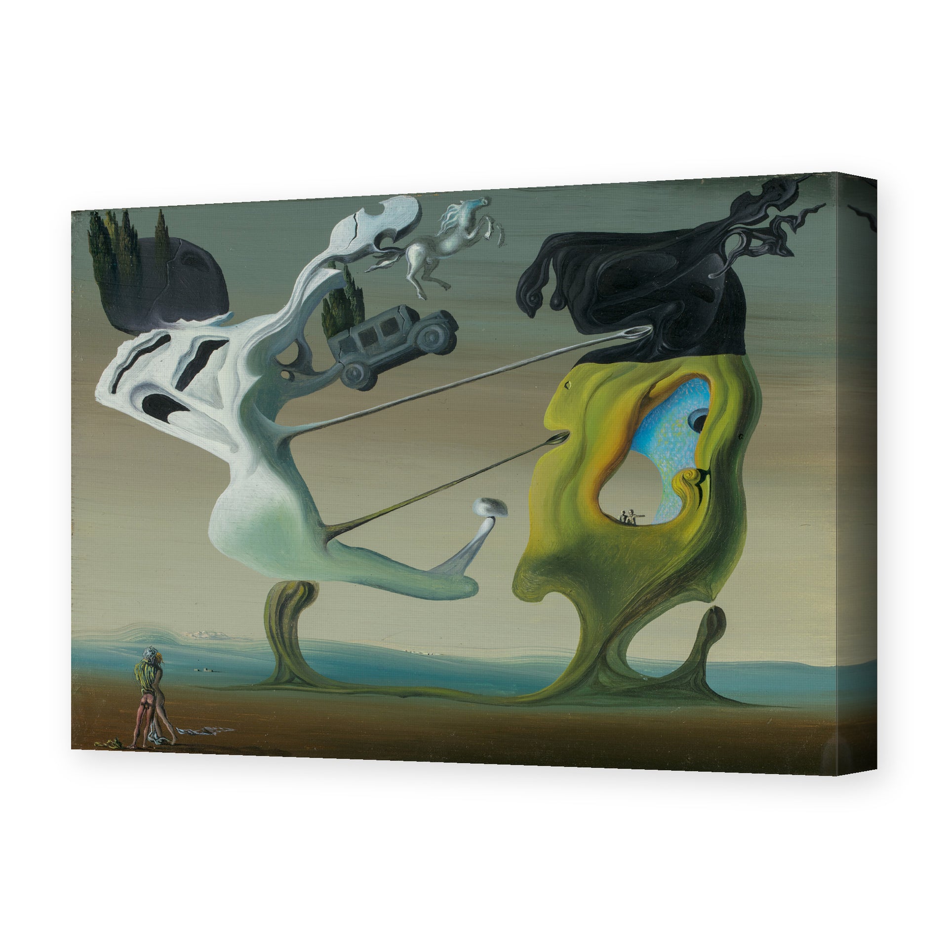 Salvador Dali's 'House for Erotomaniac' painting reproduced as a gallery-wrapped canvas print