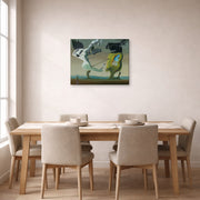 Gallery-wrapped canvas print of Salvador Dali's House for Erotomaniac displayed on a wall in a dining room