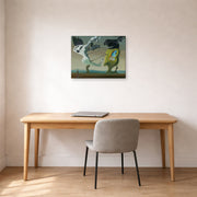 Gallery-wrapped canvas print of Salvador Dali's House for Erotomaniac displayed on a wall in a office