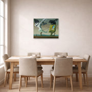 Unframed poster print of Salvador Dali's House for Erotomaniac displayed on a wall in a dining room
