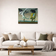 Unframed poster print of Salvador Dali's House for Erotomaniac displayed on a wall in a living room