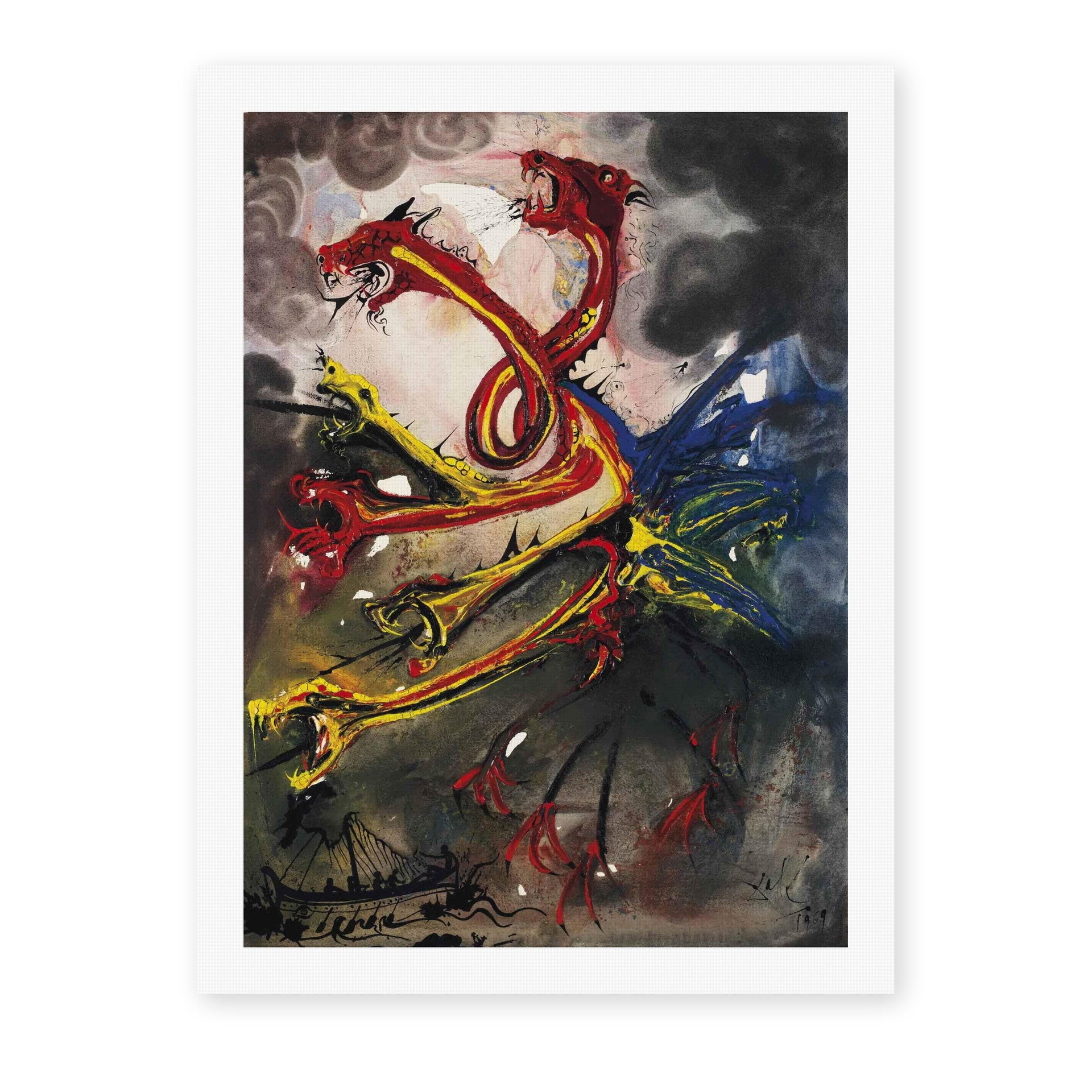 Salvador Dali's 'Hydres' painting reproduced as a rolled canvas print