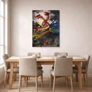 Gallery-wrapped canvas print of Salvador Dali's Hydres displayed on a wall in a dining room