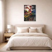 Unframed poster print of Salvador Dali's Hydres displayed on a wall in a bedroom