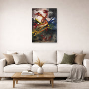 Unframed poster print of Salvador Dali's Hydres displayed on a wall in a living room