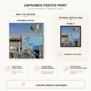 Salvador Dali - Illumined Pleasures poster print size comparison and framing display infographic