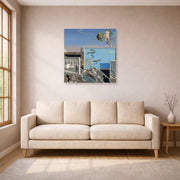 Unframed poster print of Salvador Dali's Illumined Pleasures displayed on a wall in a living room