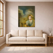 Gallery-wrapped canvas print of Salvador Dali's Landscape With Woman displayed on a wall in a living room