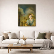 Gallery-wrapped canvas print of Salvador Dali's Landscape With Woman displayed on a wall in a living room