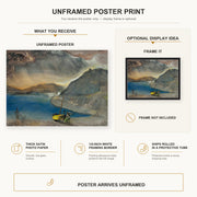 Salvador Dali - Landscape of Port Lligat, Before the Storm poster print size comparison and framing display infographic