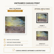 Salvador Dali - Las Galas of Port Lligat canvas print size comparison and framing display infographic