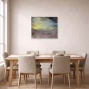 Gallery-wrapped canvas print of Salvador Dali's Las Galas of Port Lligat displayed on a wall in a dining room