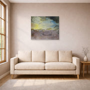 Gallery-wrapped canvas print of Salvador Dali's Las Galas of Port Lligat displayed on a wall in a living room