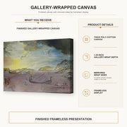 Salvador Dali - Las Galas of Port Lligat gallery wrap canvas construction and hanging details infographic