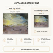 Salvador Dali - Las Galas of Port Lligat poster print size comparison and framing display infographic