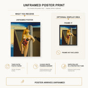 Salvador Dali - Las Rosas Sangrantes poster print size comparison and framing display infographic