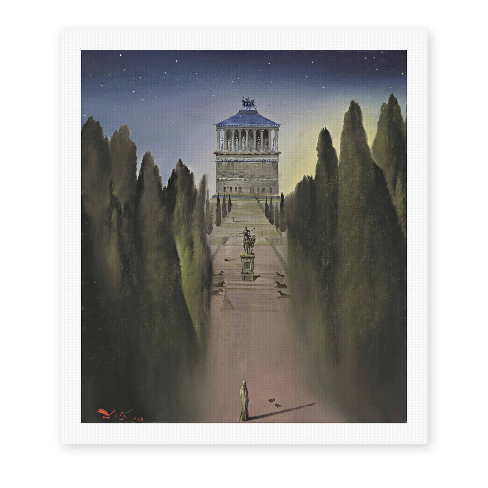 Salvador Dali's 'Le Mausolee D'Halicarnasse' painting reproduced as a rolled canvas print