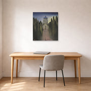 Gallery-wrapped canvas print of Salvador Dali's Le Mausolee D'Halicarnasse displayed on a wall in a office