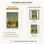 Salvador Dali - Le Spectre De Vermeer De Delft canvas print size comparison and framing display infographic