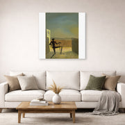 Gallery-wrapped canvas print of Salvador Dali's Le Spectre De Vermeer De Delft displayed on a wall in a living room