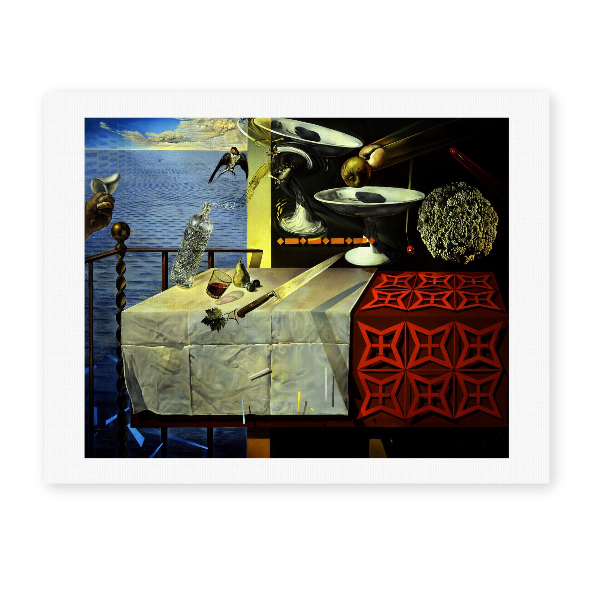 Salvador Dali's 'Living Still Life' painting reproduced as a rolled canvas print