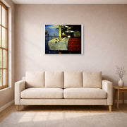 Gallery-wrapped canvas print of Salvador Dali's Living Still Life displayed on a wall in a living room