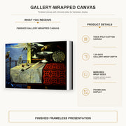 Salvador Dali - Living Still Life gallery wrap canvas construction and hanging details infographic