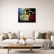 Unframed poster print of Salvador Dali's Living Still Life displayed on a wall in a living room