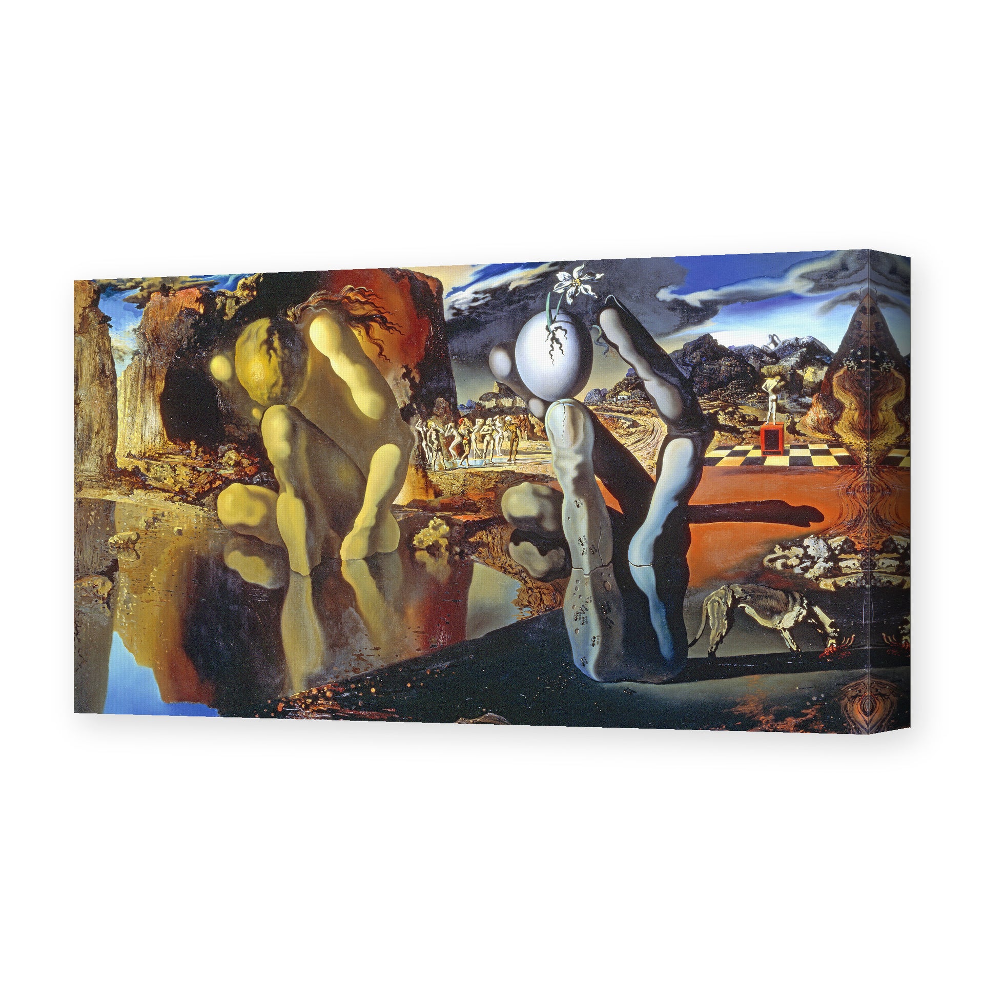 Salvador Dali's 'Metamorphosis of Narcissus' painting reproduced as a gallery-wrapped canvas print