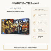 Salvador Dali - Metamorphosis of Narcissus gallery wrap canvas construction and hanging details infographic