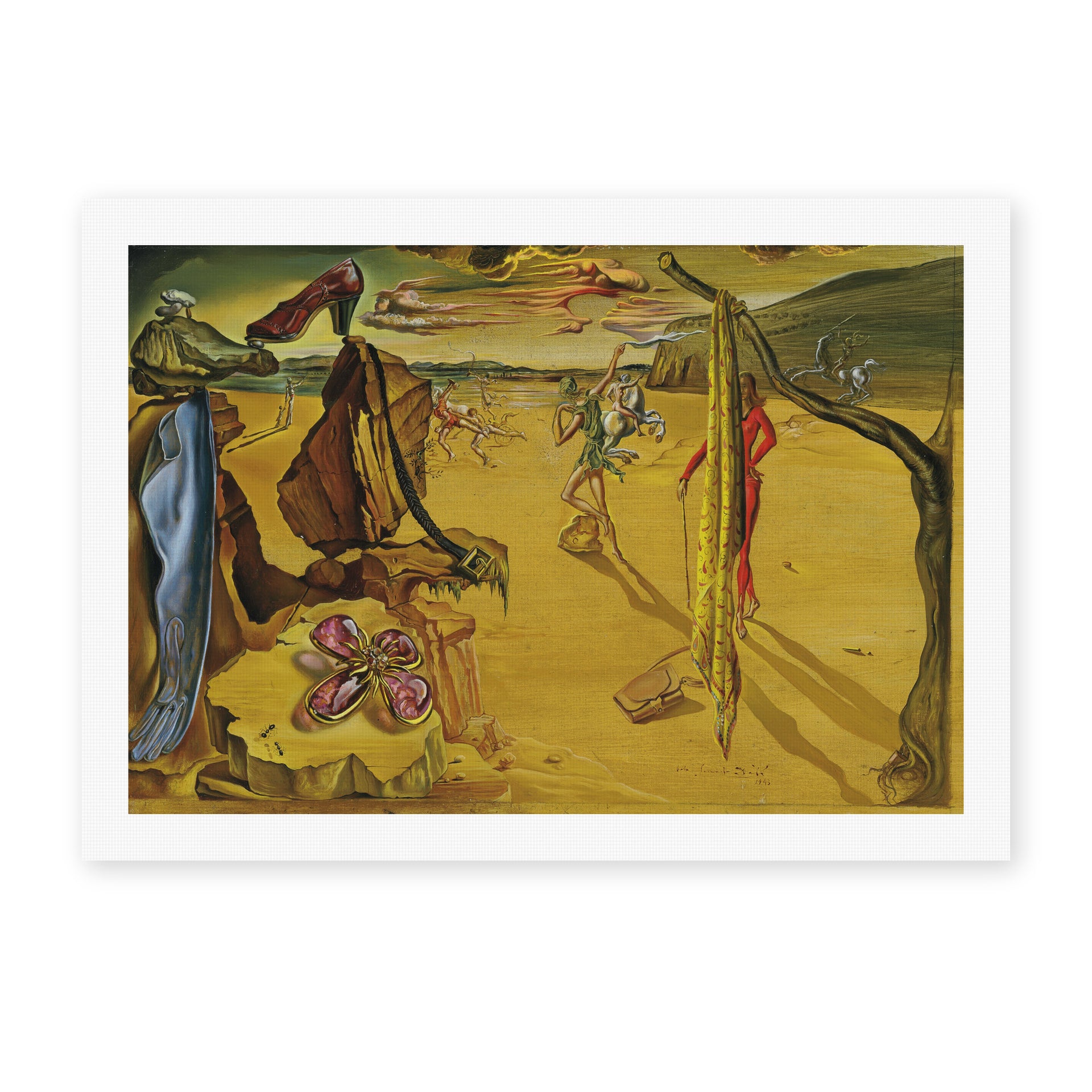 Salvador Dali's 'Modern Fashion Accessories' painting reproduced as a rolled canvas print