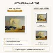 Salvador Dali - Moment De Transition canvas print size comparison and framing display infographic