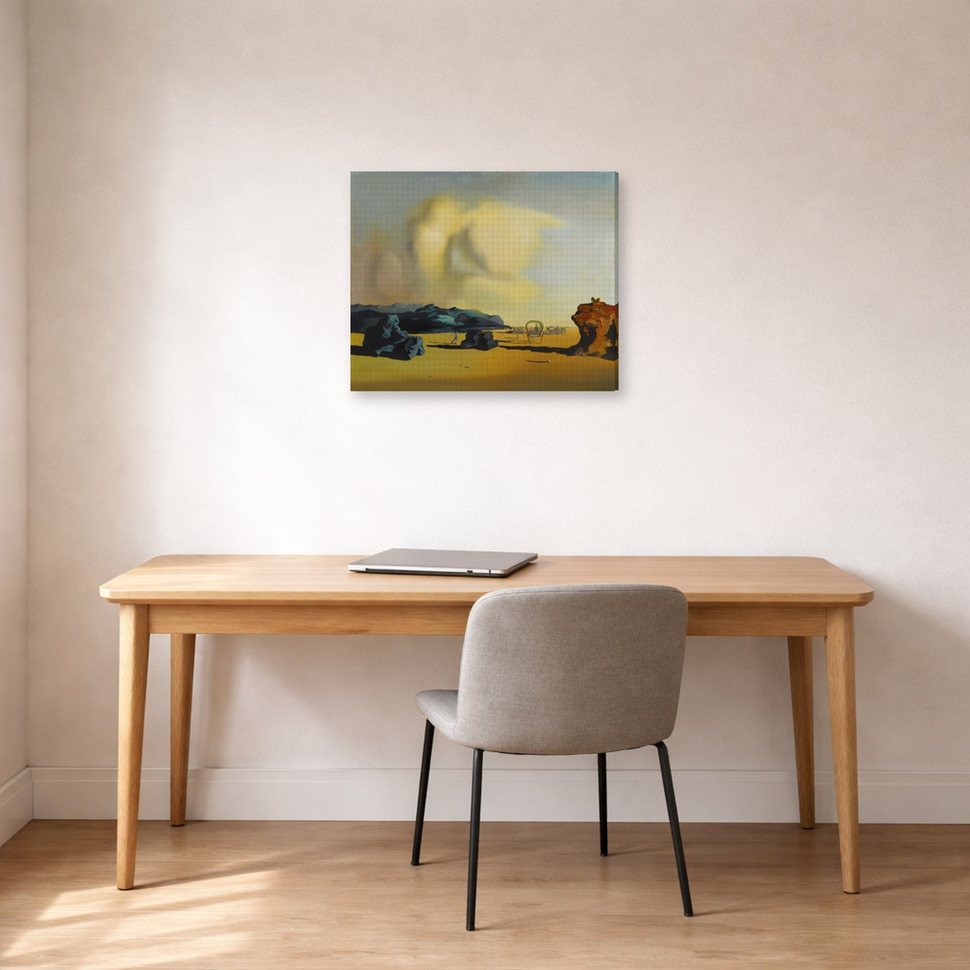 Gallery-wrapped canvas print of Salvador Dali's Moment De Transition displayed on a wall in a office