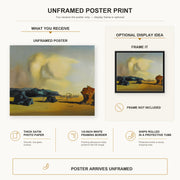 Salvador Dali - Moment De Transition poster print size comparison and framing display infographic