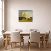 Unframed poster print of Salvador Dali's Moment De Transition displayed on a wall in a dining room