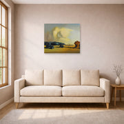 Unframed poster print of Salvador Dali's Moment De Transition displayed on a wall in a living room