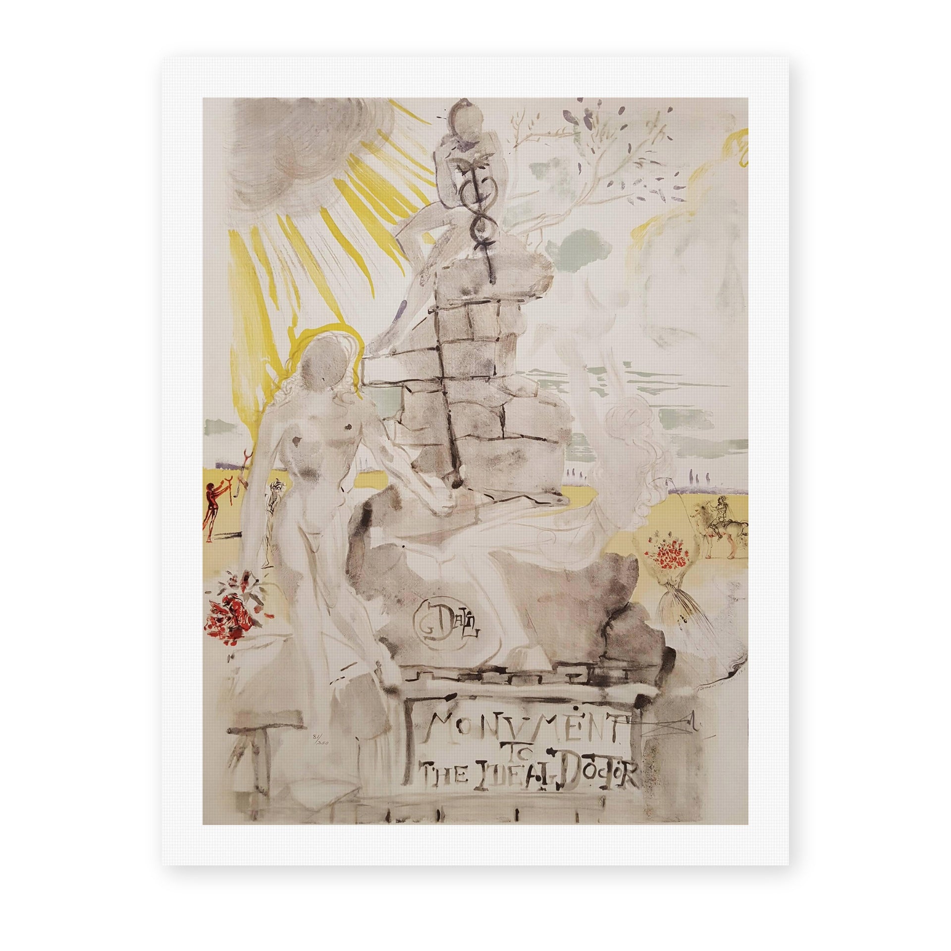 Salvador Dali's 'Monument to the Ideal Doctor' painting reproduced as a rolled canvas print