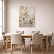 Gallery-wrapped canvas print of Salvador Dali's Monument to the Ideal Doctor displayed on a wall in a dining room