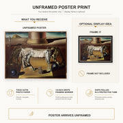 Salvador Dali - Paranoiac Woman poster print size comparison and framing display infographic