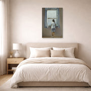 Gallery-wrapped canvas print of Salvador Dali's Person at the Window displayed on a wall in a bedroom