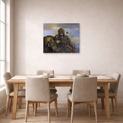 Gallery-wrapped canvas print of Salvador Dali's Pieta displayed on a wall in a dining room