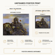 Salvador Dali - Pieta poster print size comparison and framing display infographic