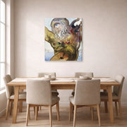 Gallery-wrapped canvas print of Salvador Dali's Polypheme displayed on a wall in a dining room