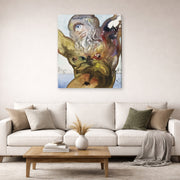 Gallery-wrapped canvas print of Salvador Dali's Polypheme displayed on a wall in a living room