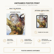 Salvador Dali - Polypheme poster print size comparison and framing display infographic