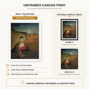 Salvador Dali - Portrait De Madame Ducas canvas print size comparison and framing display infographic
